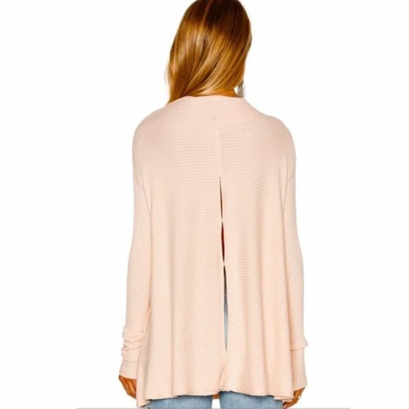 Free People Sweaters - 2/$20 Free People Lover Rib Split Back Pullover Light Peach Mock Neck Sweater S